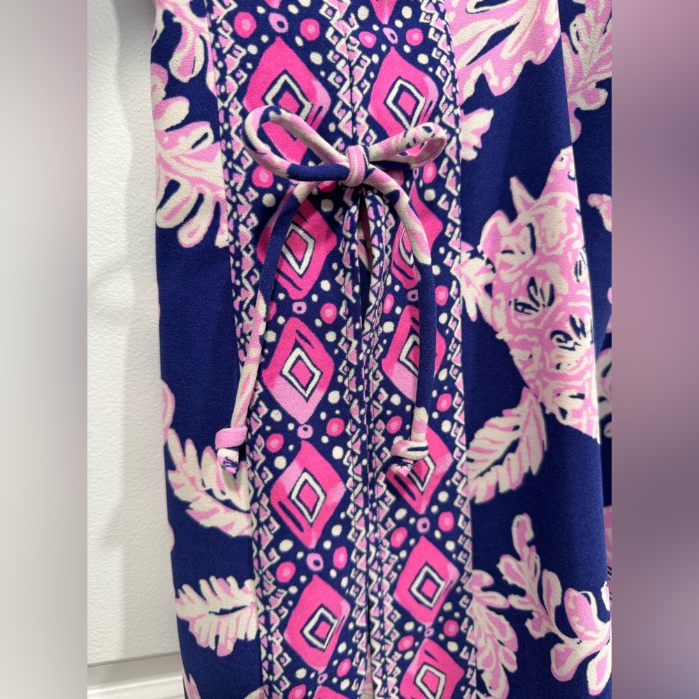 Lilly Pulitzer Donna What the Shell Pink and Blue Romper with Turtles NWT - Picture 5 of 6